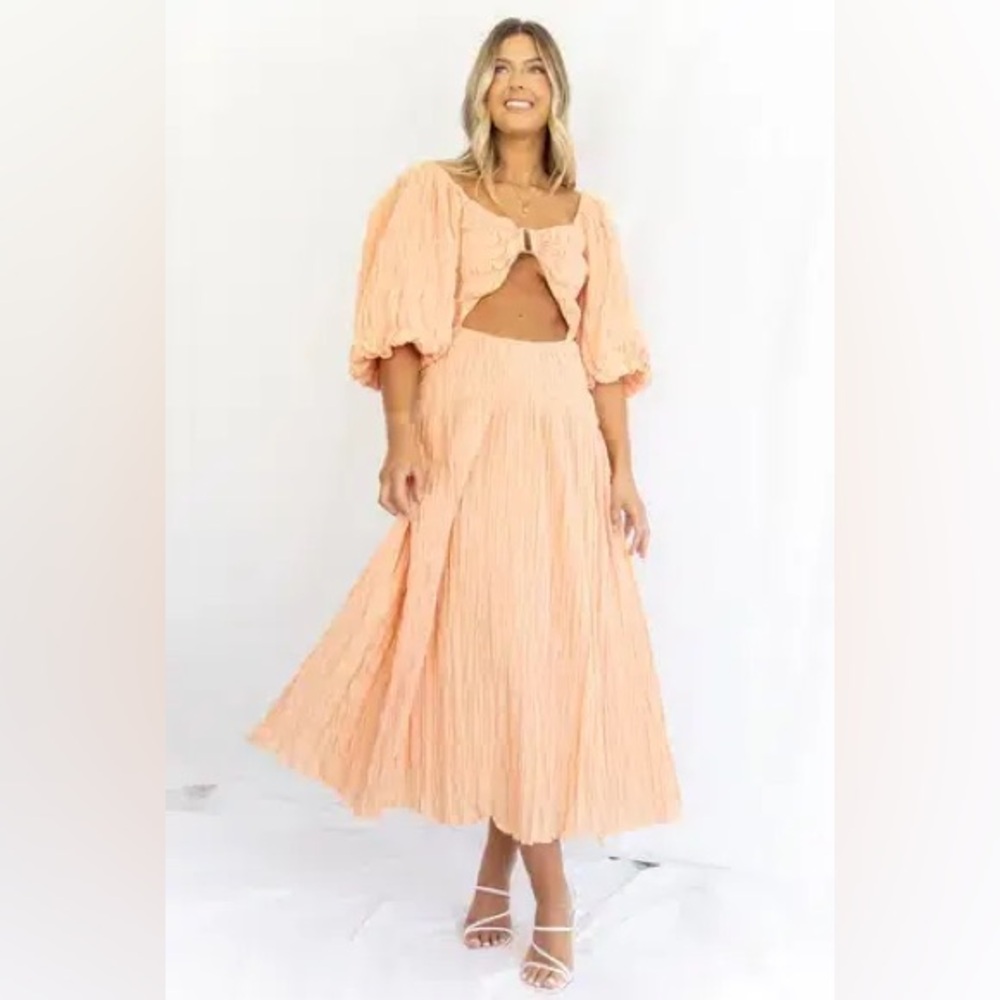 ▪️ SOVERE MERCY REVERSIBLE MIDI DRESS ORANGE PINK SIZE